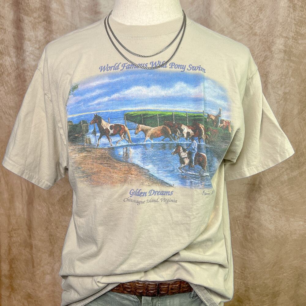 Wild Pony Swim Horse T-Shirt Graphic Tee Short Sleeve Vintage Y2K Western Animal